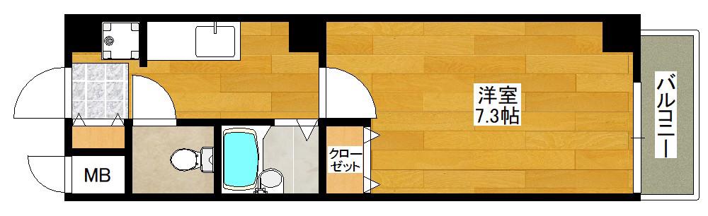 ピュアフォレスト(1K/1階)の間取り写真