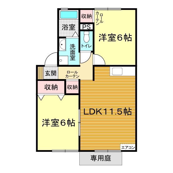 アーバンクロッカス2(2LDK/1階)の間取り写真