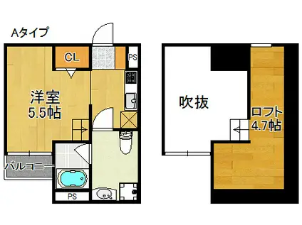 LORE(1K/1階)の間取り写真