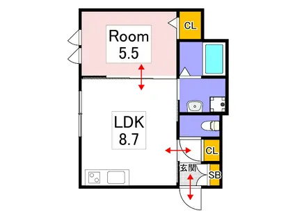 星と青空のクーレKUOLLE(1LDK/2階)の間取り写真