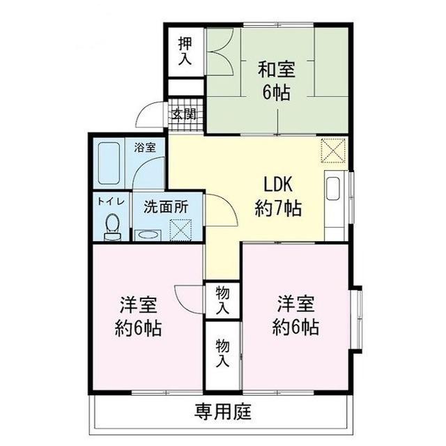 ソワサント大岡(3DK/1階)の間取り写真