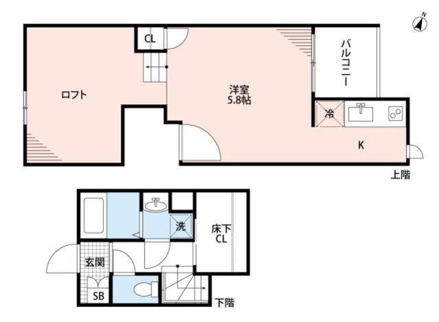 CBドエル鳥栖(1K/2階)の間取り写真