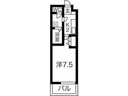 ルシエル(1K/2階)の間取り写真