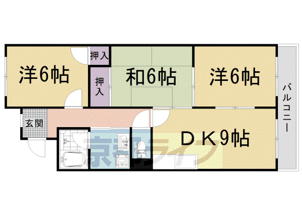 嵯峨野ロイヤルハイツ(3LDK/3階)の間取り写真