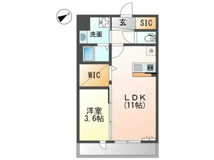 ヴィラ フィオーレ(1LDK/1階)の間取り写真