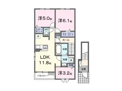 リヴィエール・ピリエII(3LDK/2階)の間取り写真