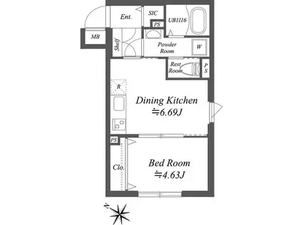 ソラシアレジデンス南大塚(1DK/3階)の間取り写真