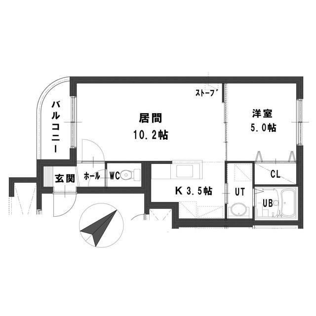 オルム ド グランメール琴似(1LDK/4階)の間取り写真