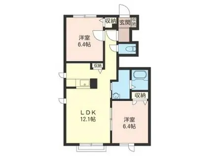 シャーメゾンベルクII(2LDK/1階)の間取り写真