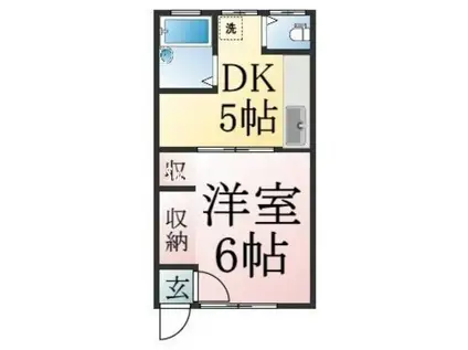 ホワイトハイツ大開通(1DK/2階)の間取り写真