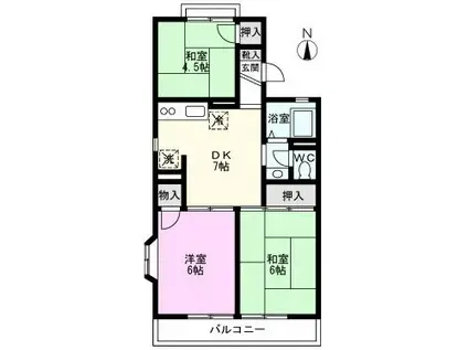 サニーコート吉町II(3DK/1階)の間取り写真