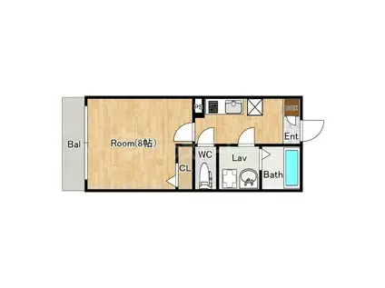 ジーメゾン松戸六実ビアン(1K/1階)の間取り写真