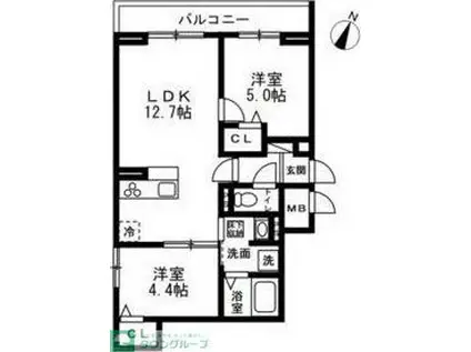 川口市戸塚2丁目 PJ(2LDK/2階)の間取り写真