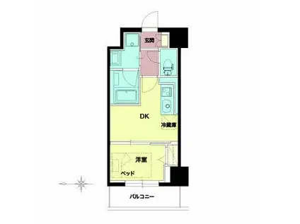 セルン新町(1DK/4階)の間取り写真