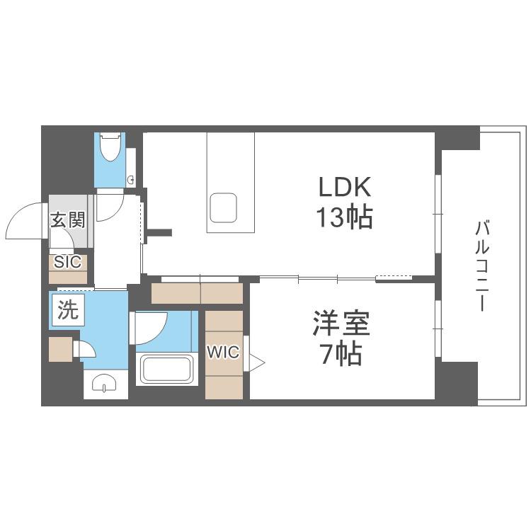 S-RESIDENCE大手門AWESOME(1LDK/2階)の間取り写真