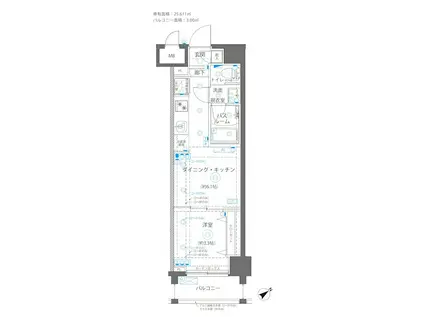 ZOOM立川ノース(1DK/4階)の間取り写真