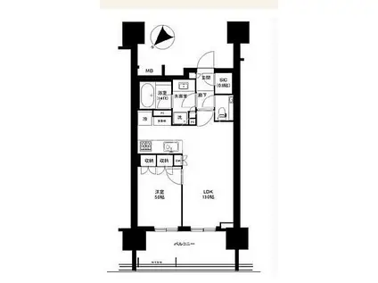 ザ・パークハウス赤坂レジデンス(1LDK/12階)の間取り写真