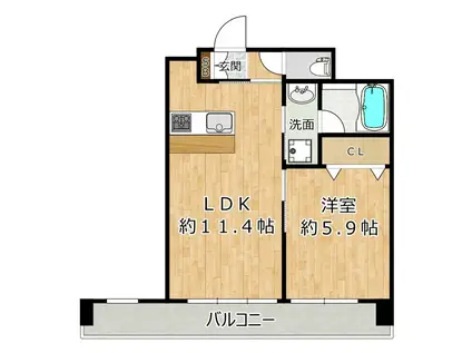 エスタート御幣島(1LDK/9階)の間取り写真