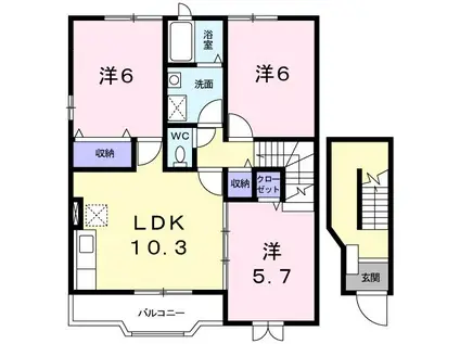 ハイツアプ-ルA(3LDK/2階)の間取り写真