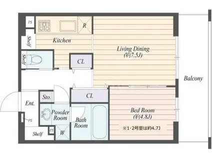ART RESIDENCE IN KASHIWA‐NO‐HA(1LDK/7階)の間取り写真