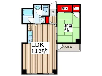 新所沢グリーンハイツ(1LDK/4階)の間取り写真