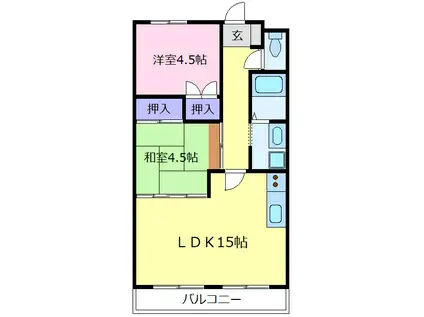 グミヒルズ(2LDK/3階)の間取り写真