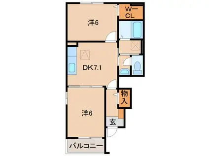 ディオーネ・ジエータ紀ノ川I(2DK/1階)の間取り写真