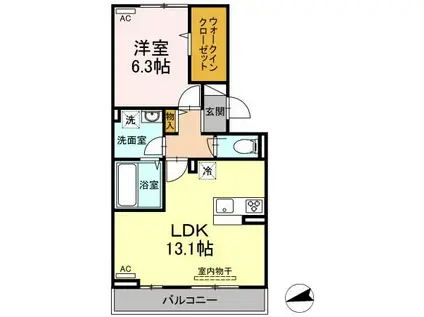 プレステージア厚南北I(1LDK/3階)の間取り写真