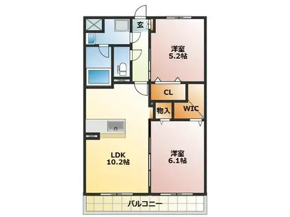 LIBERTE矢倉町(2LDK/2階)の間取り写真