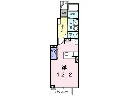 ベルテーアA棟(ワンルーム/1階)の間取り写真