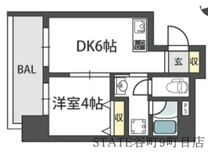 シャラロステ(1DK/6階)の間取り写真