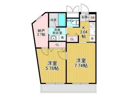 RICHESSE KARASUYAMA(2K/4階)の間取り写真