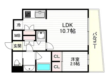 ダイナシティ上本町(1LDK/3階)の間取り写真