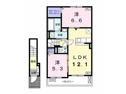 リアンダムール(2LDK/2階)の間取り写真