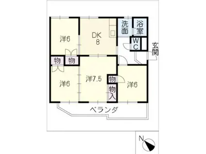 榊原ハイツ(4DK/2階)の間取り写真