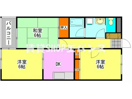 パレスF(3DK/2階)の間取り写真