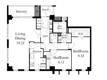 松濤ガーデン(2LDK/2階)の間取り写真
