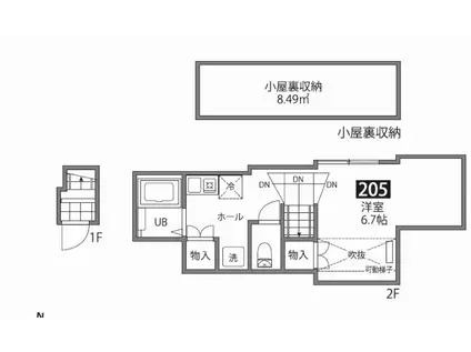 アイコート祖師カ谷大蔵(ワンルーム/2階)の間取り写真