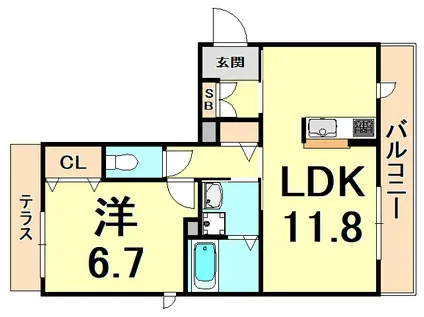 リラフォート門戸荘(1LDK/3階)の間取り写真