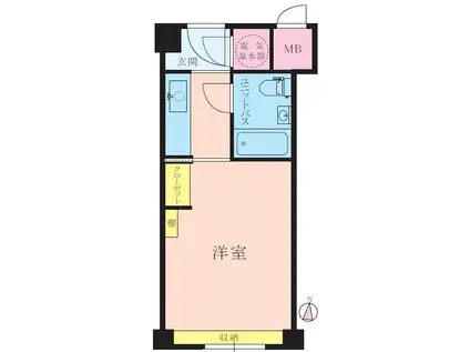 ステュディオ新御堂(1K/2階)の間取り写真