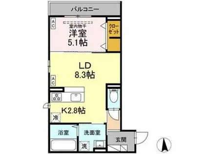 D-ROOM小田原2丁目A(1LDK/1階)の間取り写真
