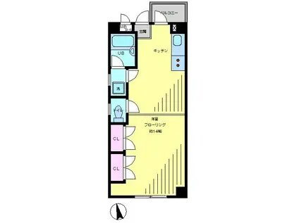 TIVIEW壱番館(1DK/3階)の間取り写真