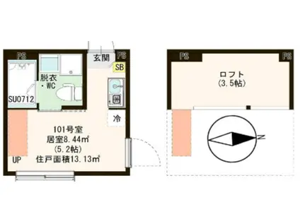ハーモニーテラス北小岩XIV(ワンルーム/1階)の間取り写真