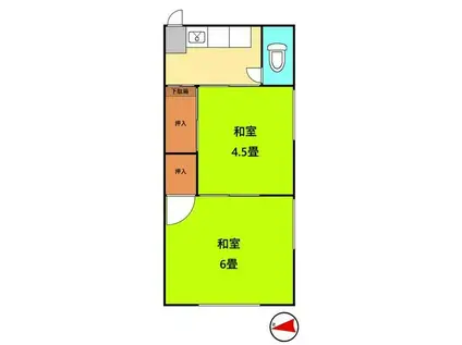 清越荘(2K/2階)の間取り写真