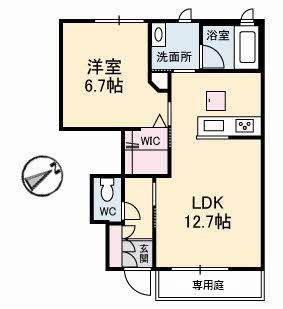 ヴィラ・アンテンヌ(1LDK/1階)の間取り写真