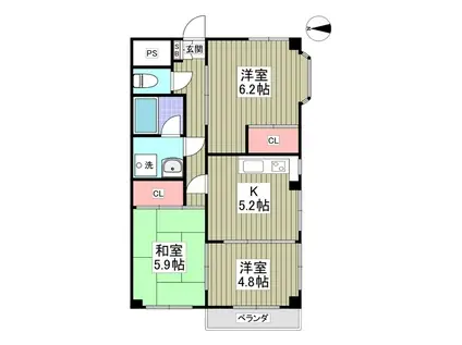 Tハイツ(3K/1階)の間取り写真