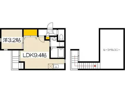 GRANDTIC DAVA 西広島(1LDK/2階)の間取り写真