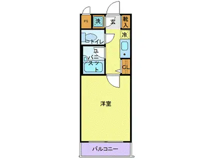 サンテミリオン旗の台(1K/10階)の間取り写真