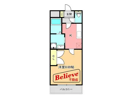 LES COULEURS(1K/3階)の間取り写真