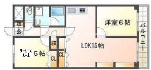 ホポロ東万代(2LDK/4階)の間取り写真